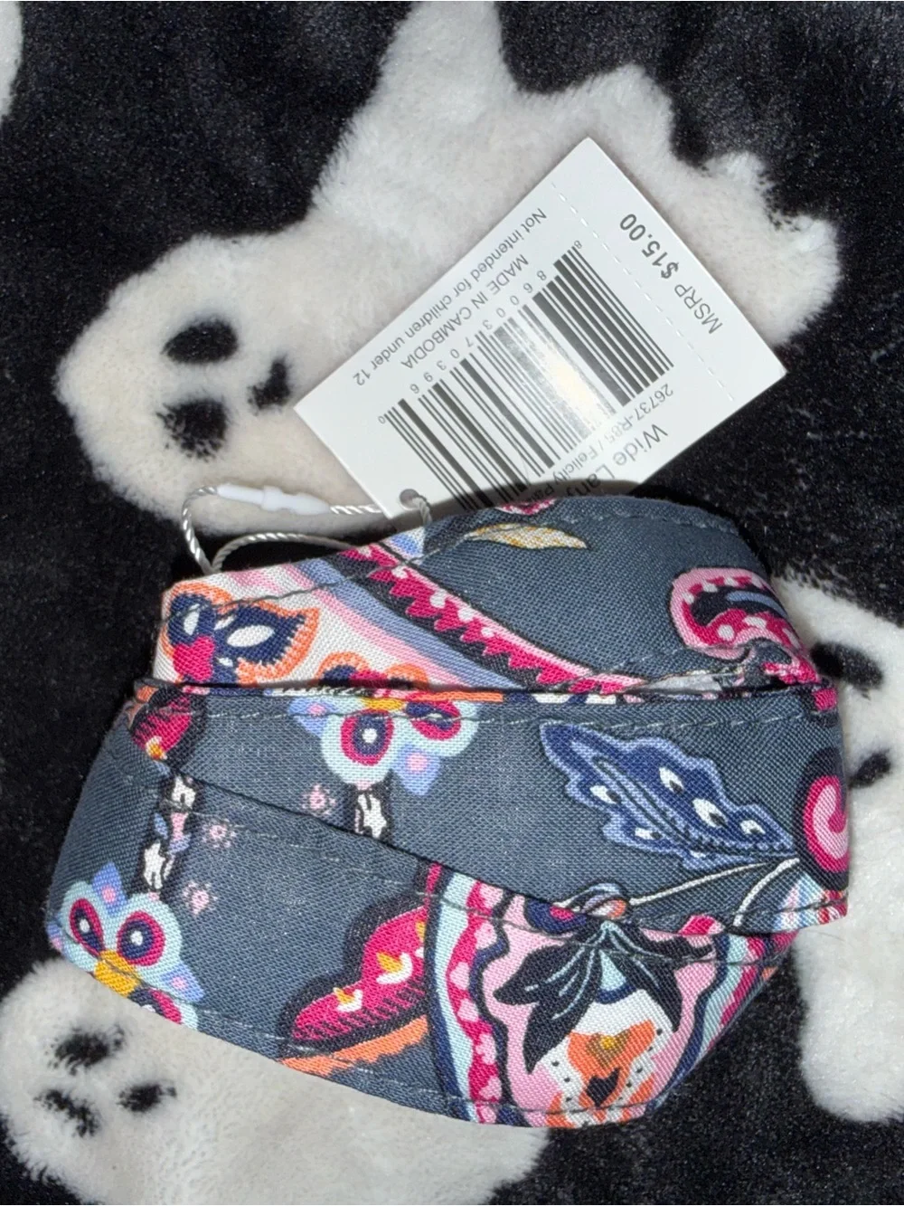 Vera Bradley Gray Paisley Wristlet Strap Case with Pink & Blue Accents